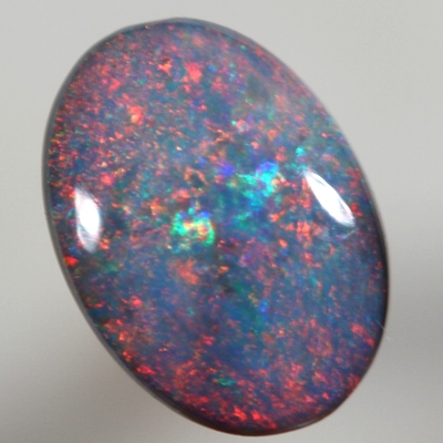 SOLID BLACK OPAL Bright Floral Harlequin pattern, red / blue combination - rare! SEE VIDEO